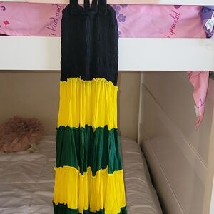 Girls 🇯🇲 Jamaica color dress with tie around the neck one size